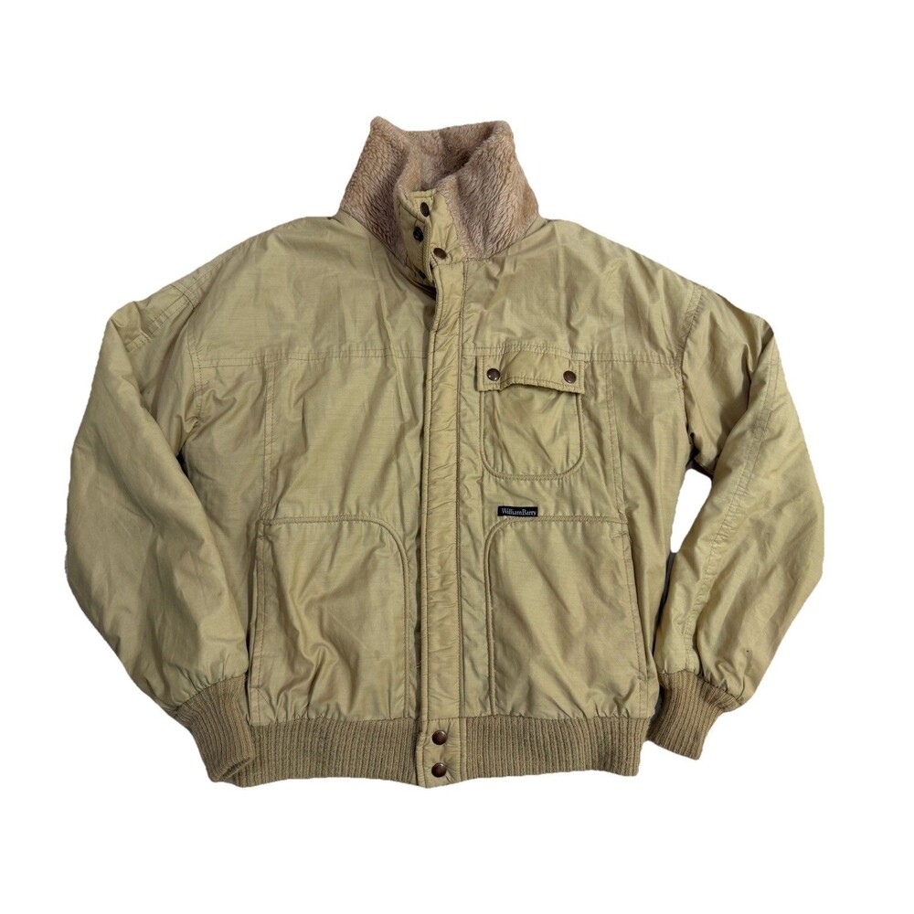 Vintage William Barry Jacket Men’s M Made in‎ USA Sherpa Lined Beige